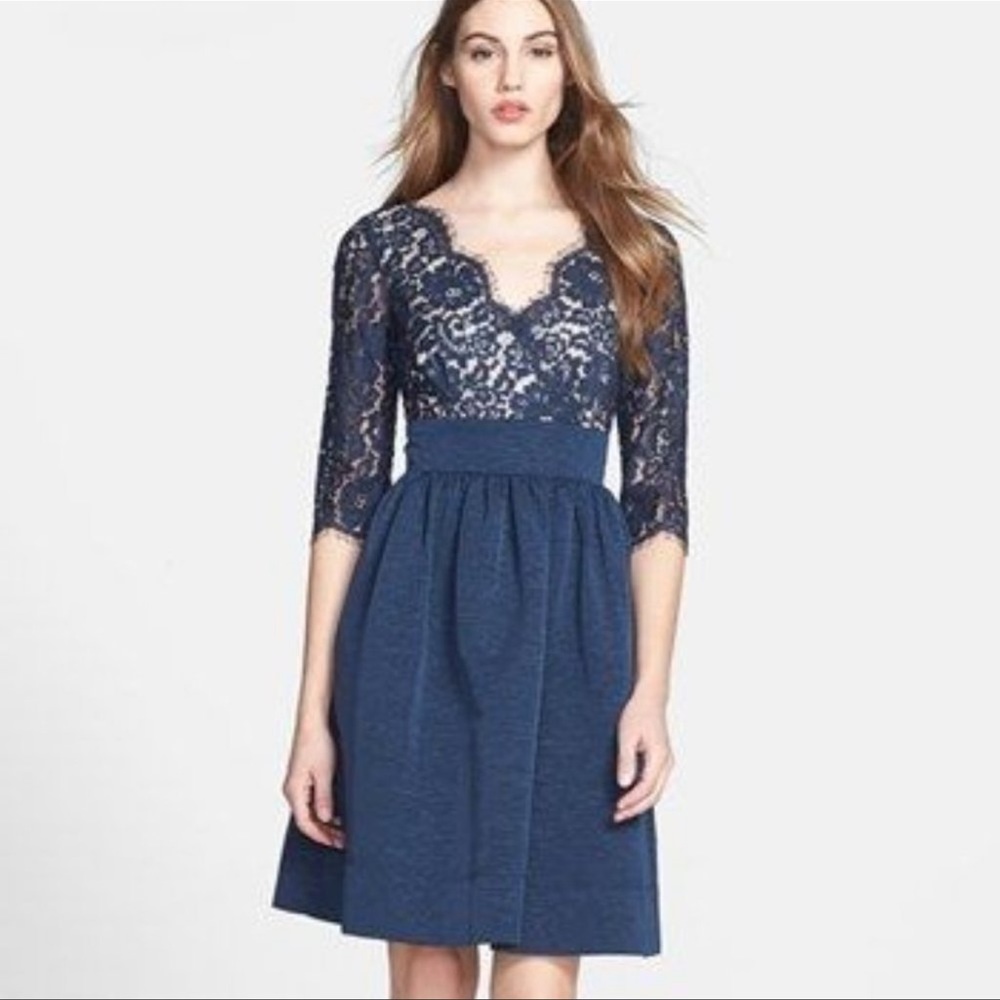 Eliza J Navy Lace Dress - Picture 2 of 16